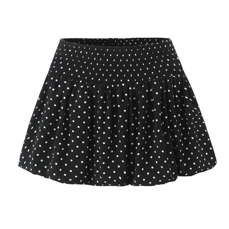 Niche Cute Youth-looking Polka Dot Puffy A- Line Bud Short Skirt