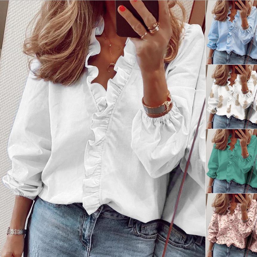 Spring And Summer New Long Sleeved Ruffled Blouse Women's Shirt Business Casual