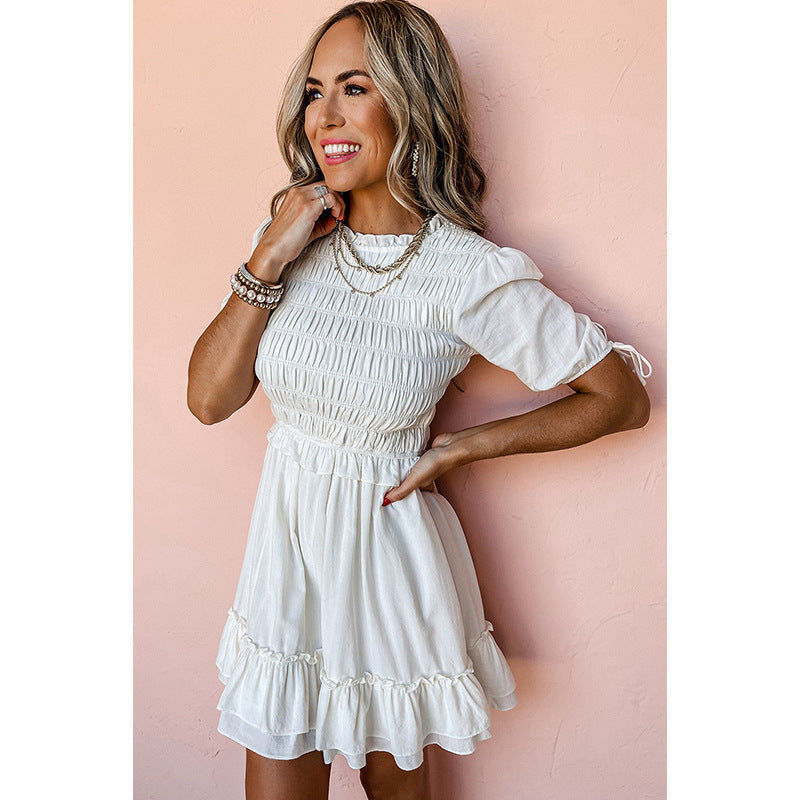 New Solid Color High Waist Dress Women