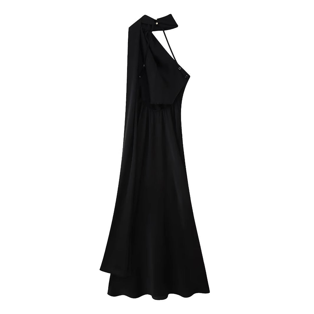 Women's Fashion Simple Single Oblique Dress
