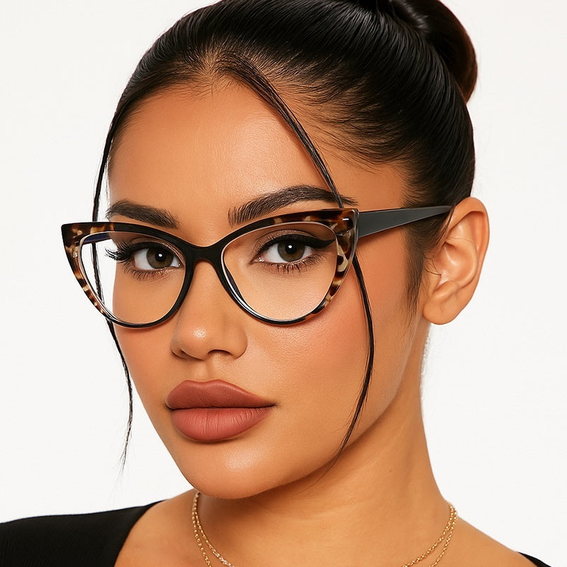 Leg Cat Eye Anti-blue Light Flat Bottom Glasses