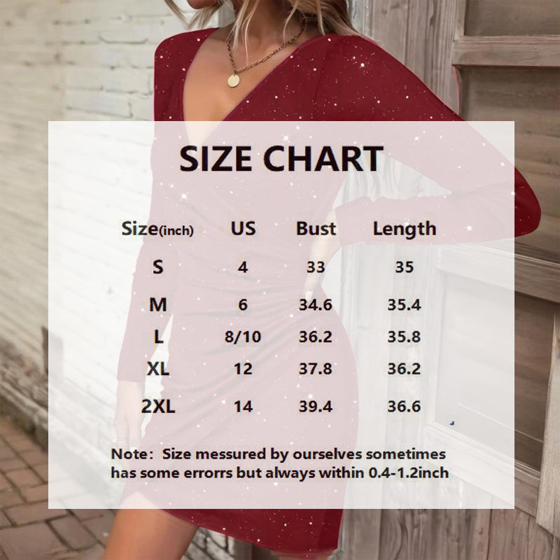 Elegant Women's Solid Color V-Neck Bodycon Dress - Long Sleeve Slim Fit Party Dress For Fall&Spring