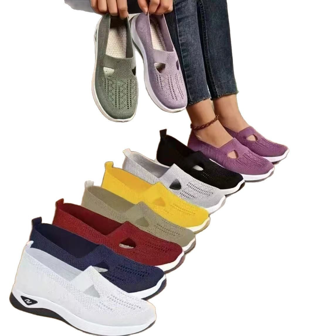 Middle-aged And Elderly Mom Shoes Soft Bottom Casual Mesh Shoes