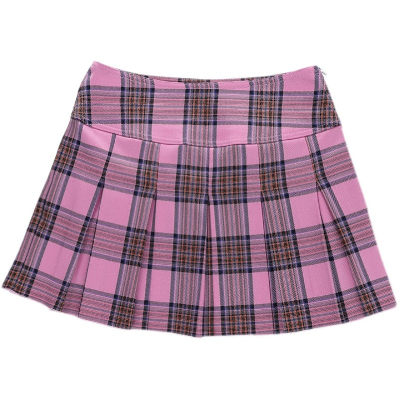 Fashion Plaid Half-Length Ultra-Short A-Line Pleated Skirt