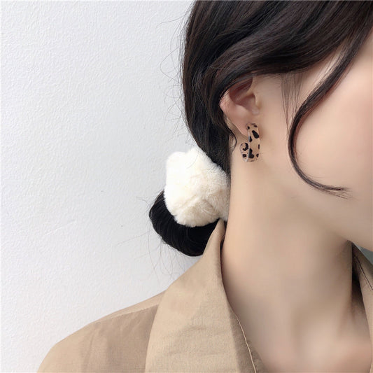 S925 Silver Needle Leopard Print Circle Earrings