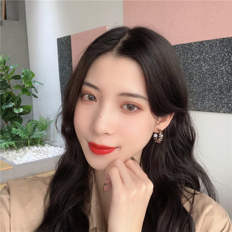 S925 Silver Needle Leopard Print Circle Earrings