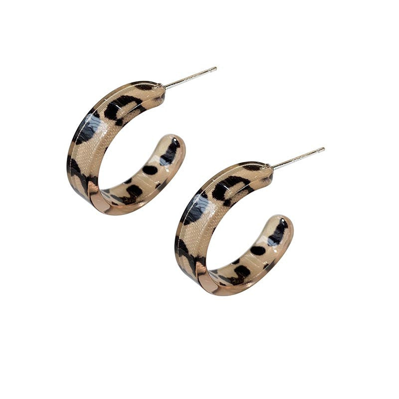 S925 Silver Needle Leopard Print Circle Earrings