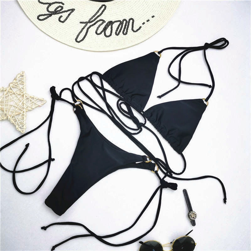 Small Breasts Gathered With A Thin Three-point Thong Hot Spring Split Swimsuit Female Bikini