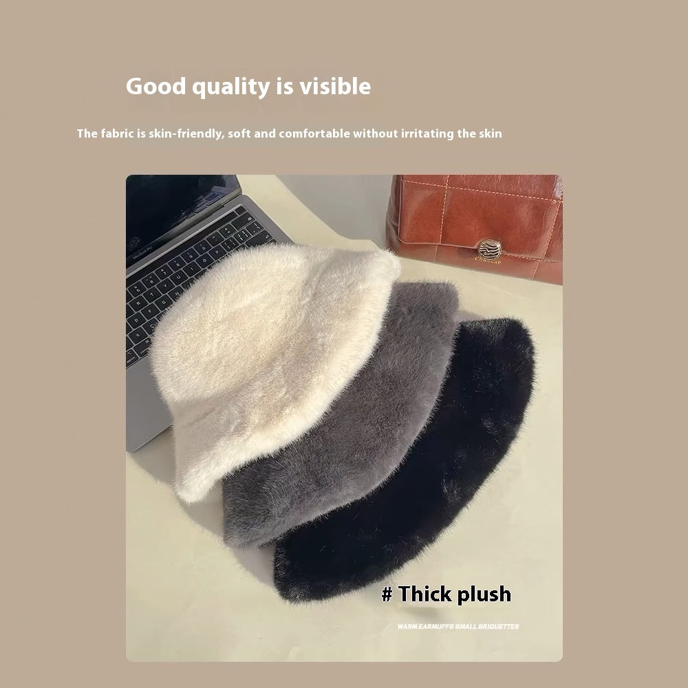 Plush Bonnet Children's Fleece-lined Bucket Bucket Hat