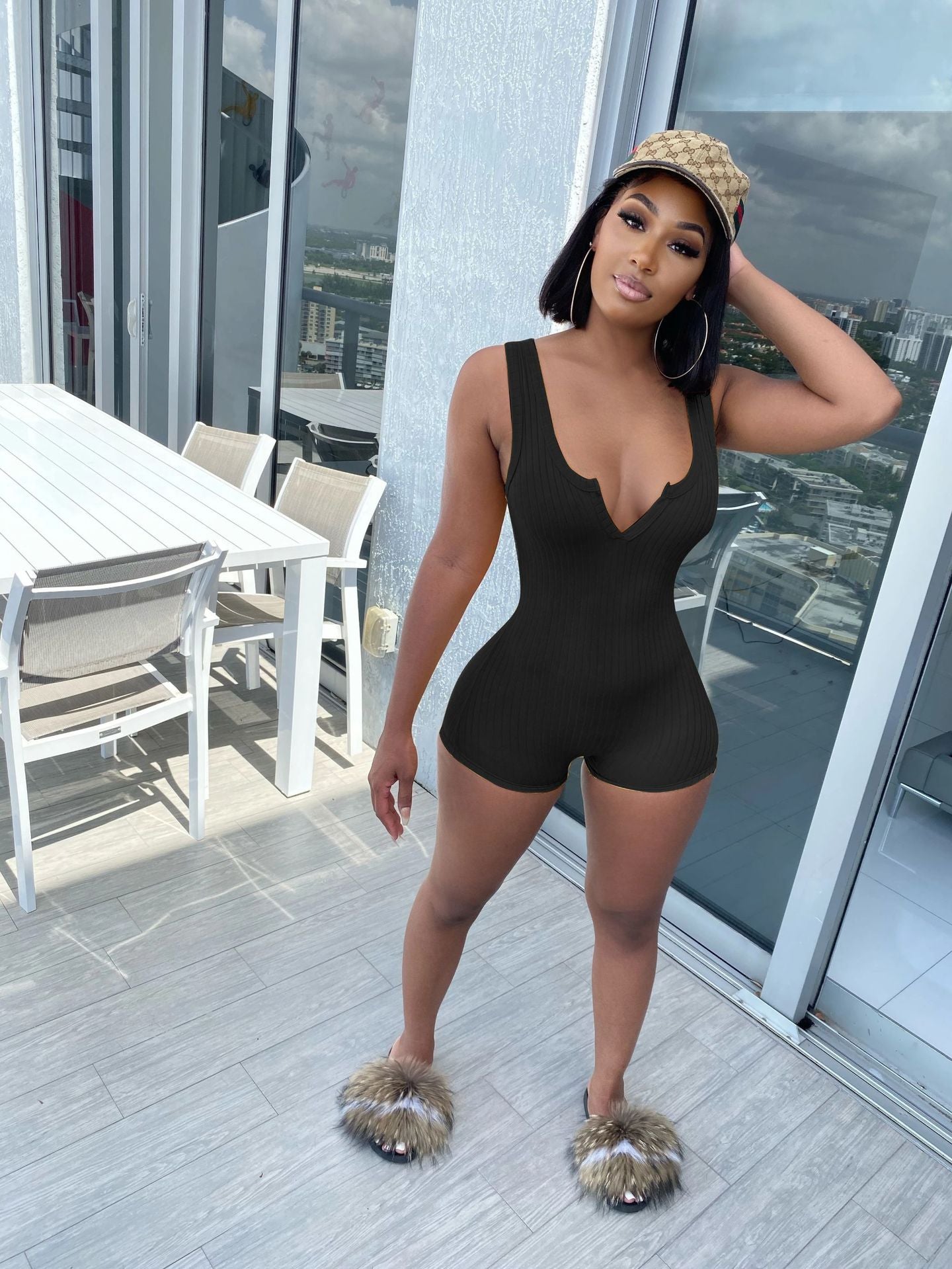 Women's European And American Slim Shorts Jumpsuit