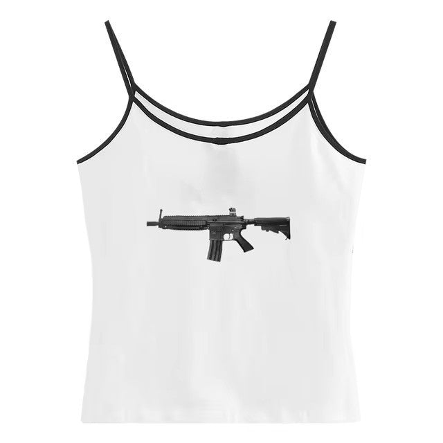 Solid Color Spaghetti Strap Bow Suspenders Top