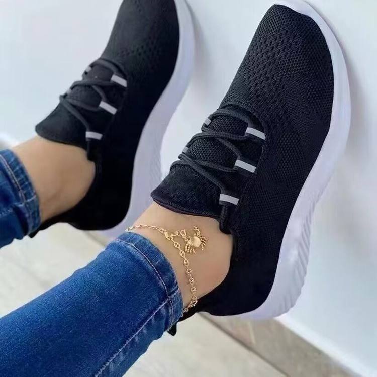Mesh Lace-up Women's Platform Casual Running Shoes