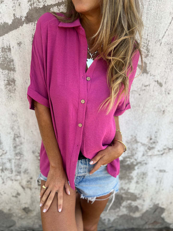 Women's Turn-down Collar Casual Blouse Tops Ladies