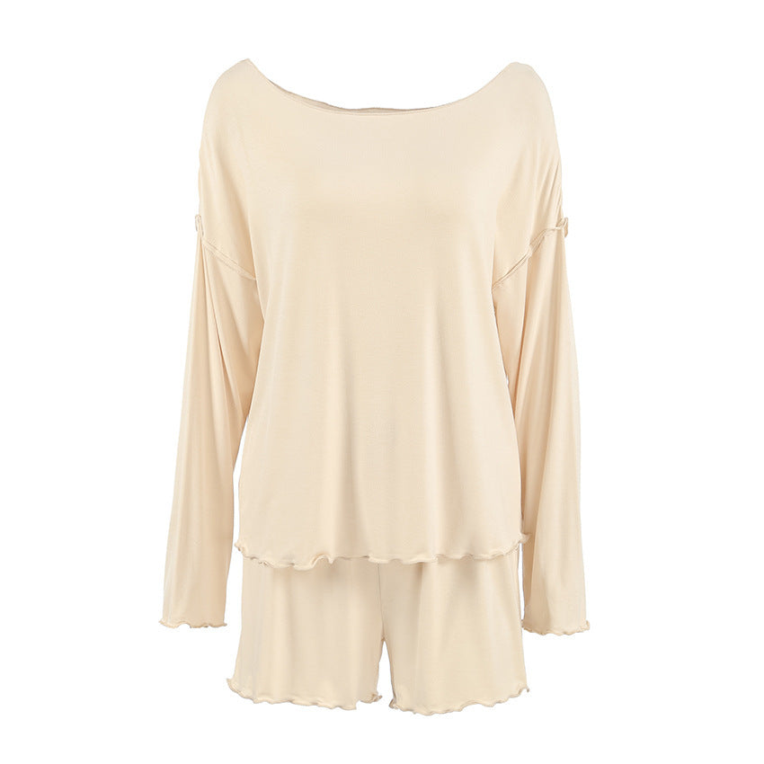 Modal Pajamas Long Sleeve Shorts Two-piece Set