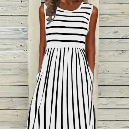 Print Crew Neck Tank Dress