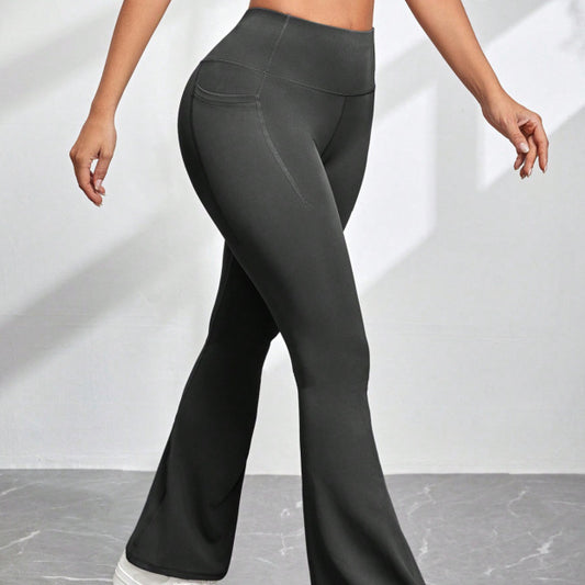 High Waisted Pocket Micro Flared Yoga Pants