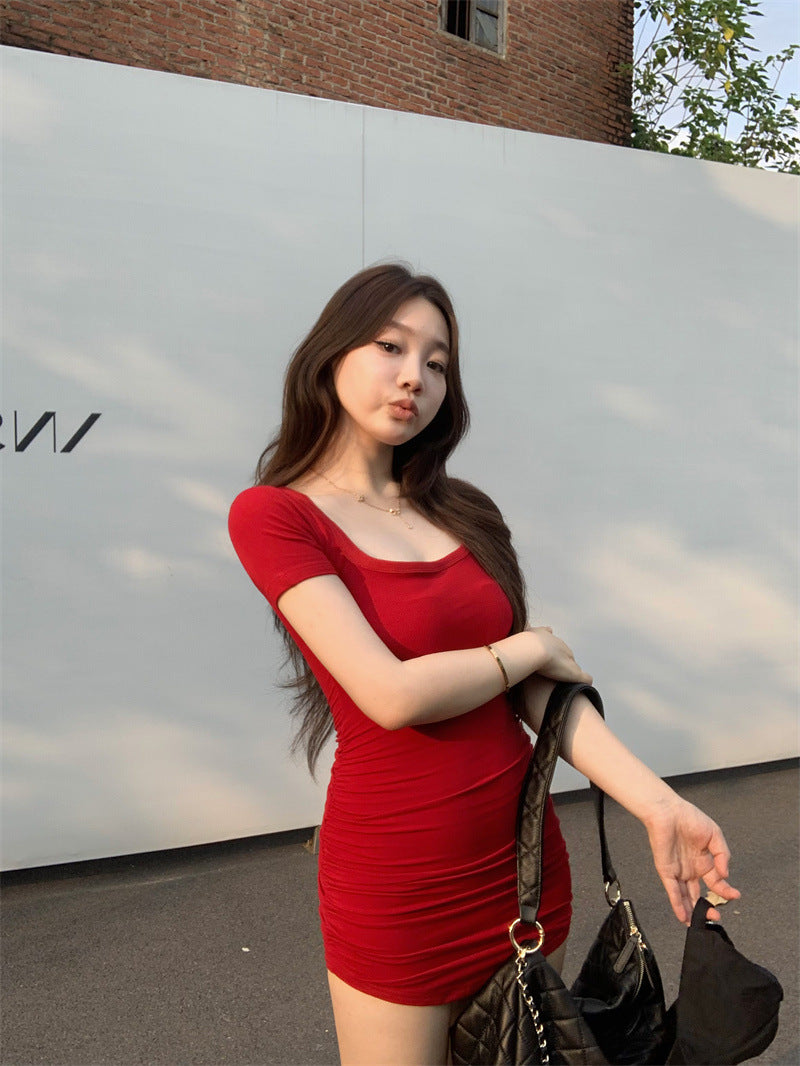 Summer Square Mouth Collar Small Man Pure Desire Style Temperament Dress