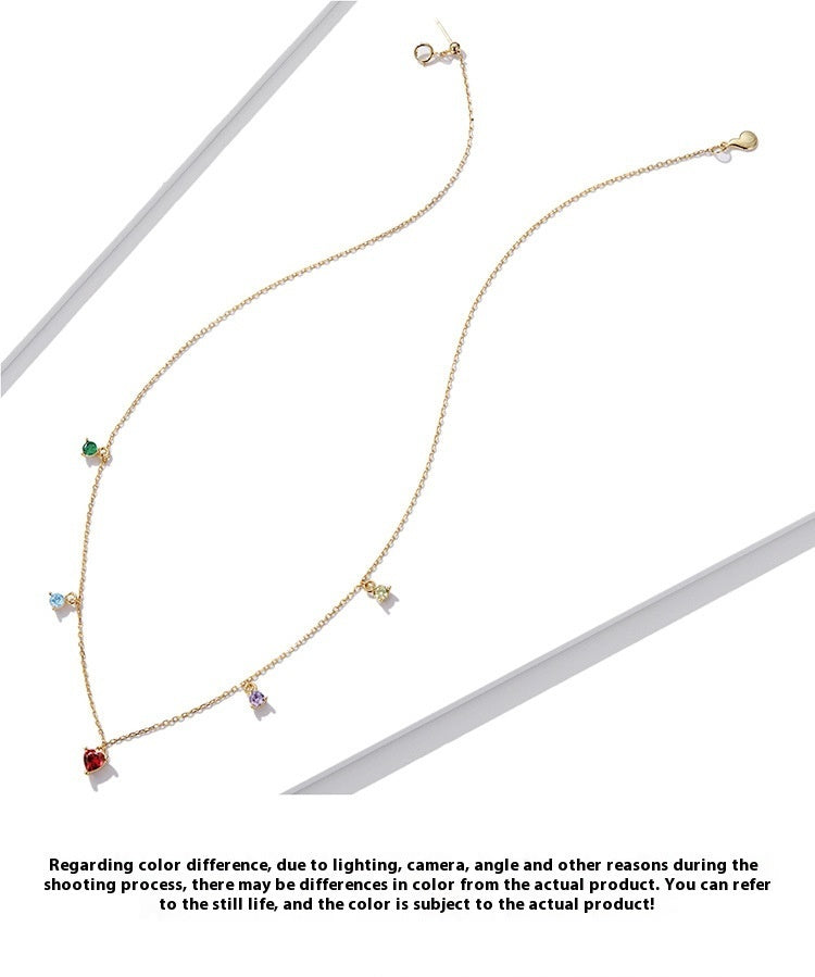Sterling Silver S925 Colorful Zircon Necklace