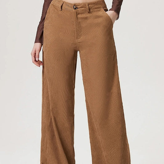 Women's Retro Straight Wide Leg Corduroy Trousers