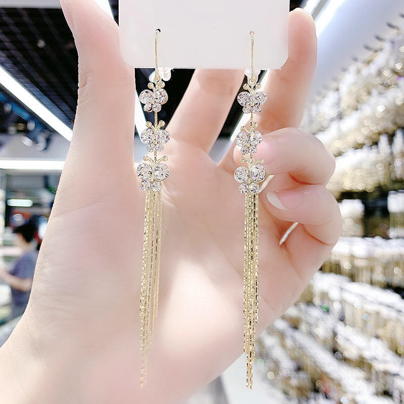 Butterfly Rhinestone Rhinestone Earrings Women