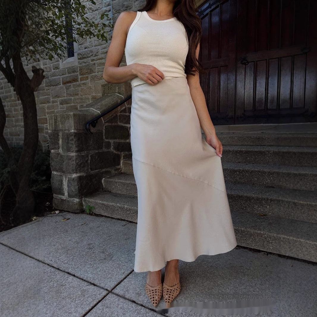 European And American Solid Color Slim Sexy Fishtail Skirt