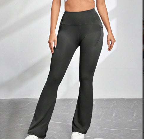 High Waisted Pocket Micro Flared Yoga Pants