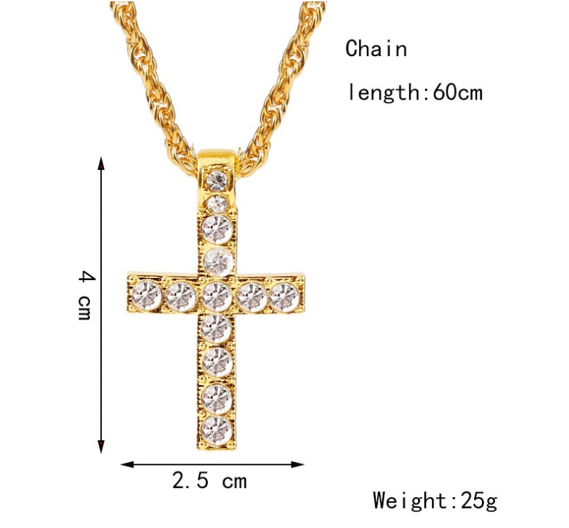 Cross Pendant Necklaces For Women Men Punk Hiphop Rope Chain On Neck Rapper Jewelry