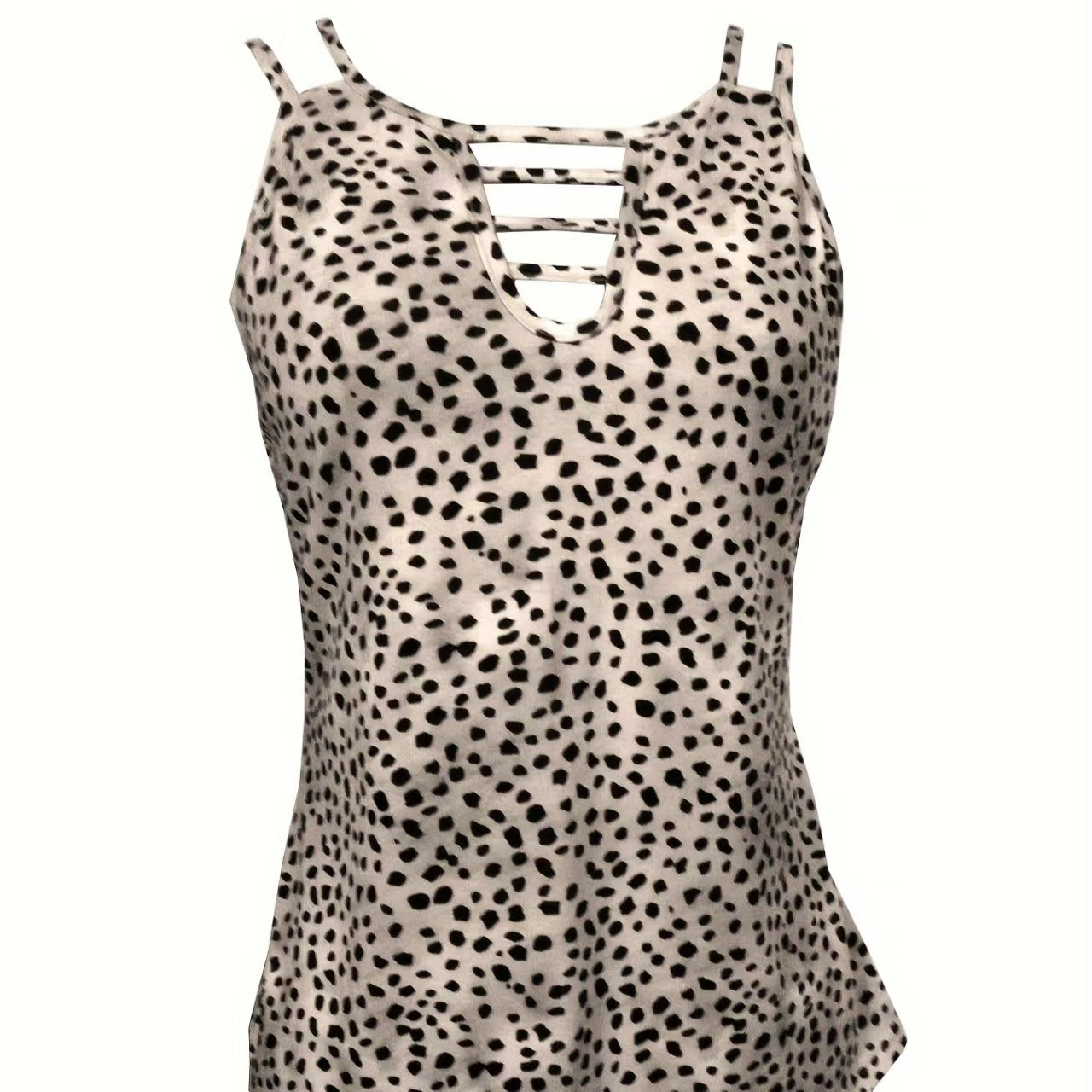 Ladies' Fashionable Casual Solid Color Printed Polka Dot Vest Top