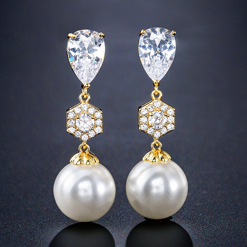 Stylish Water Drop Zircon Earrings Elegant