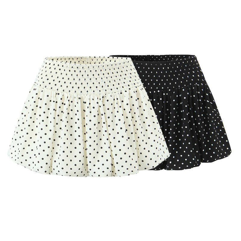 Niche Cute Youth-looking Polka Dot Puffy A- Line Bud Short Skirt
