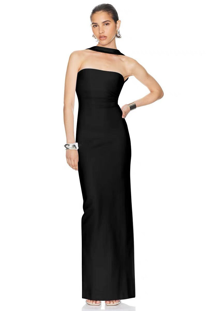 Simple Halter Sheath Skinny Fashion Party Holiday Dress