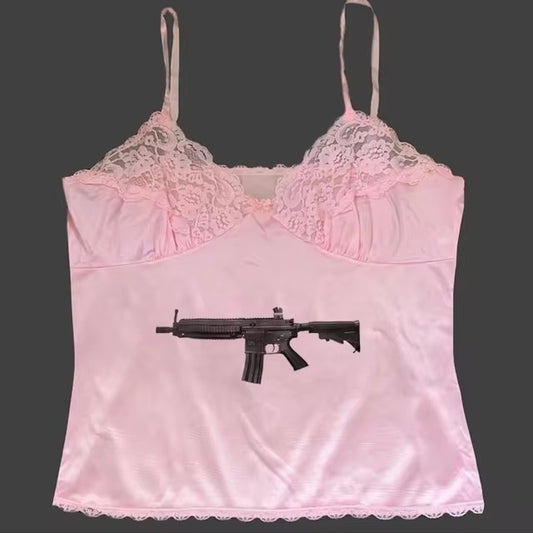 Solid Color Spaghetti Strap Bow Suspenders Top