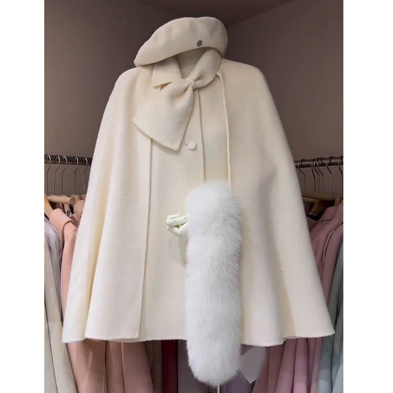 Small White Woolen Thick Coat