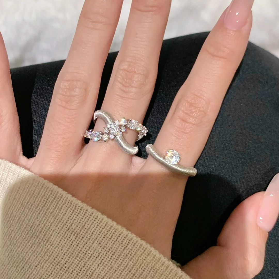 Diamond Thin And Glittering Galaxy Spot Drill Ring