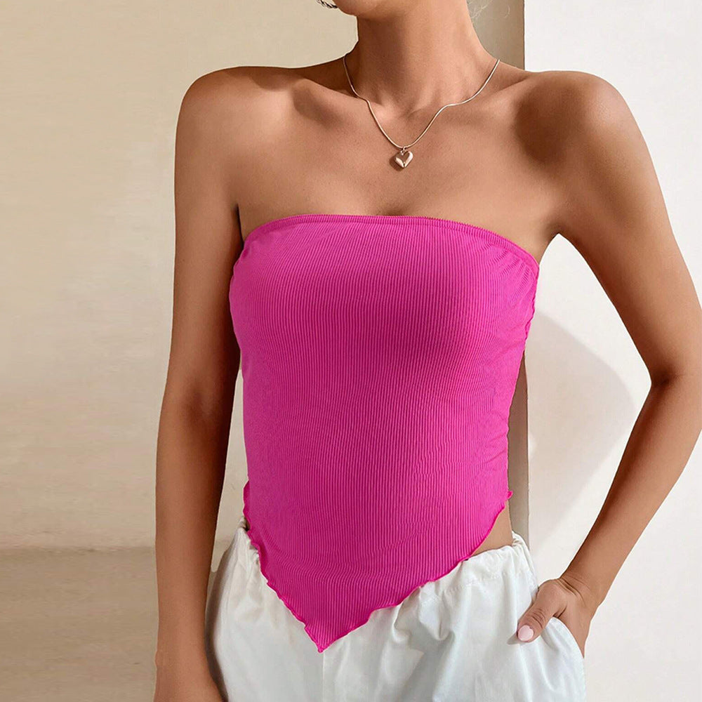 Irregular Slim-fit Short Sexy Bandeau Camisole Top