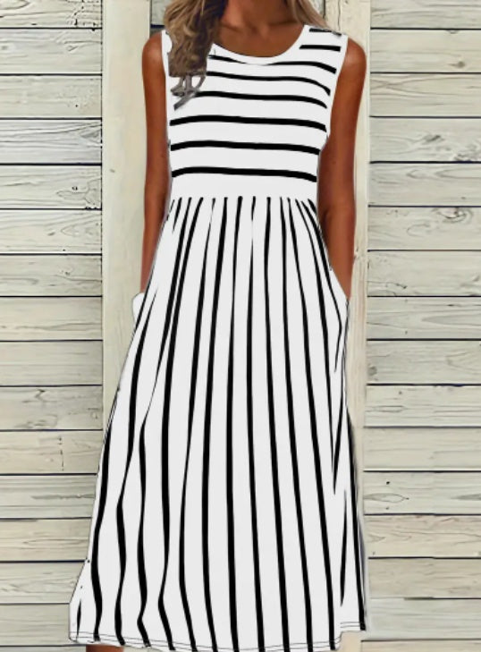 Print Crew Neck Tank Dress