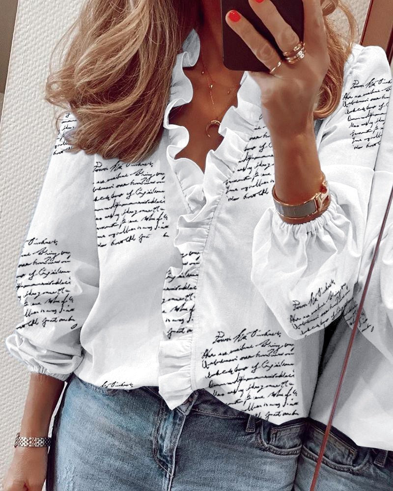 Spring And Summer New Long Sleeved Ruffled Blouse Women's Shirt Business Casual