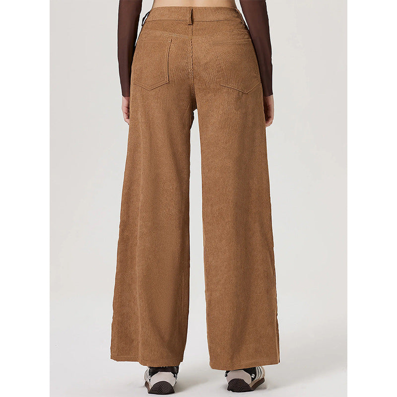 Women's Retro Straight Wide Leg Corduroy Trousers