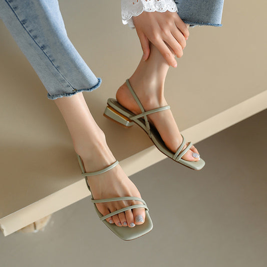 Flat Strap Open-toed Roman Sandals Women