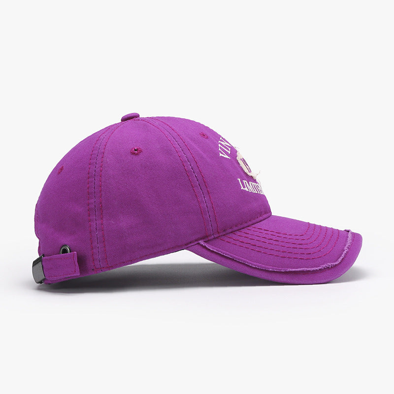 Spring New Big Head Circumference Letter Embroidery Women's Face-looking Small Peaked Cap