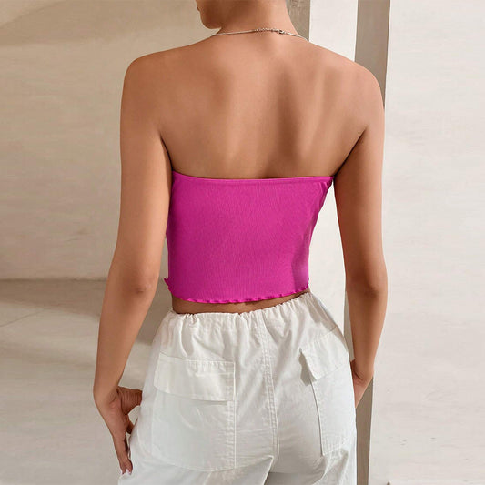 Irregular Slim-fit Short Sexy Bandeau Camisole Top