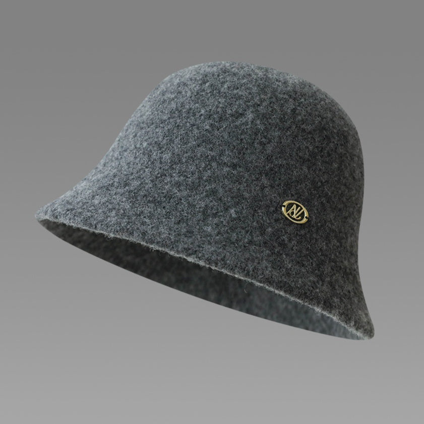 Gray Wool Beret Female Warm Knitted Hat