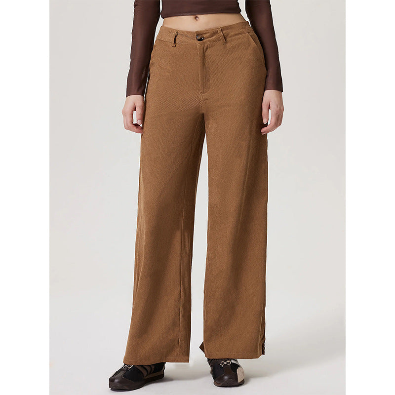 Women's Retro Straight Wide Leg Corduroy Trousers