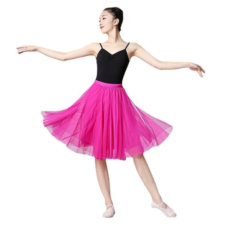 Mesh Half-length Long Skirt Swing Slimming A- Line Short Gauze Skirt