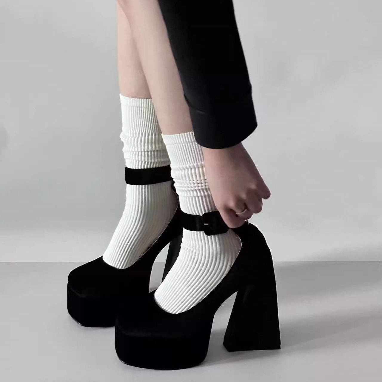 French Vintage Mary Jane Shoes Women's Waterproof Platform