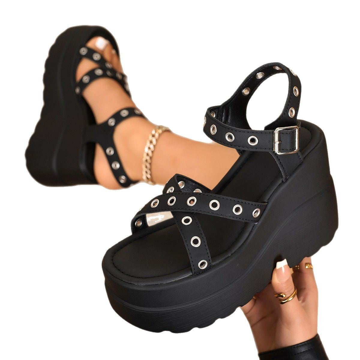 Fashion High Heel Cross Women's Lace Up Shoes
