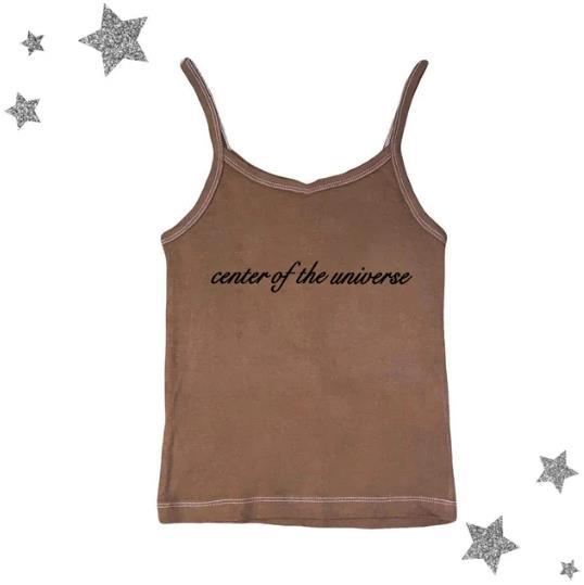 Solid Color Printing Letter Braces Top Women's Short All-match Vest