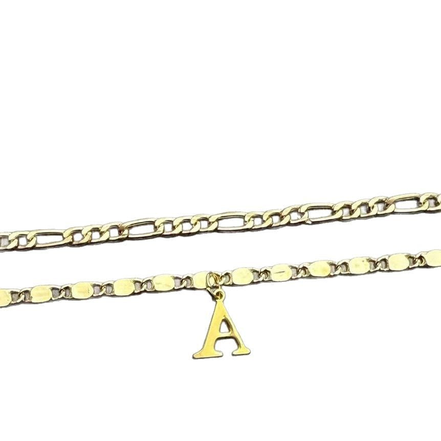 26 Initial Letter Anklets Gold Double Layer Chain Anklet Twin