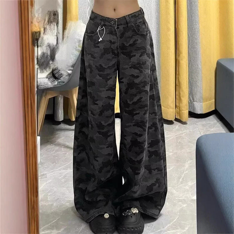 American Camouflage Jeans Women's High Waist Loose