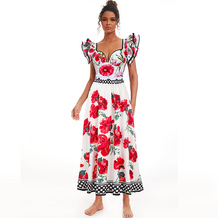 Women's Chiffon Polyester Printed One-piece Swimsuit Suit